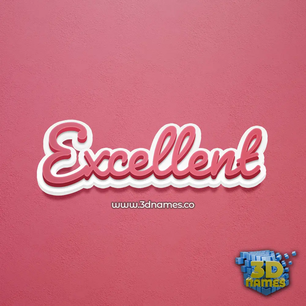 excellent in Red Scribble style - 3D name wallpaper