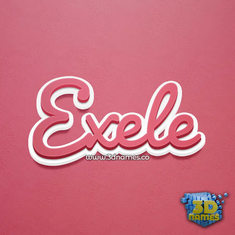 exele in Red Scribble style - 3D name wallpaper