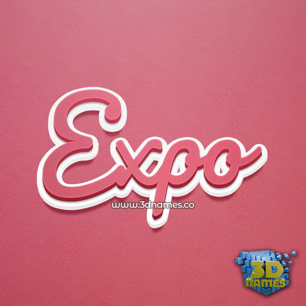 expo in Red Scribble style - 3D name wallpaper