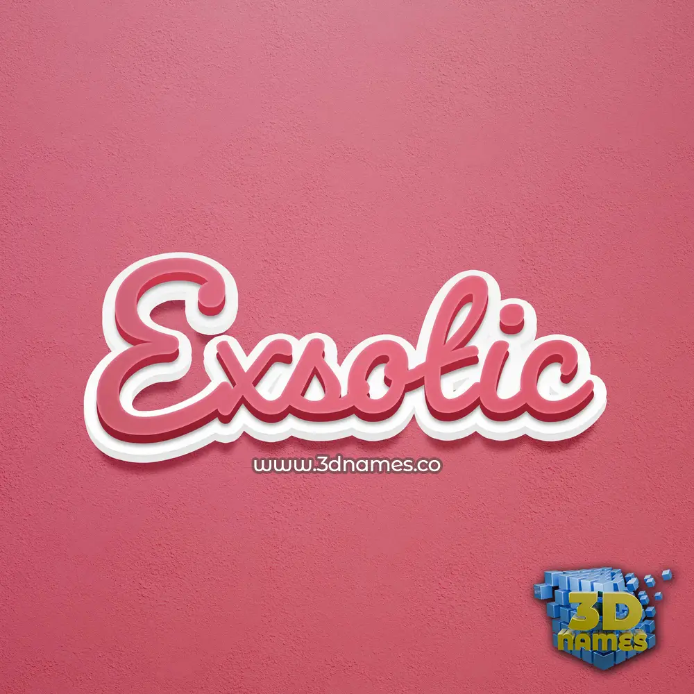 exsotic in Red Scribble style - 3D name wallpaper