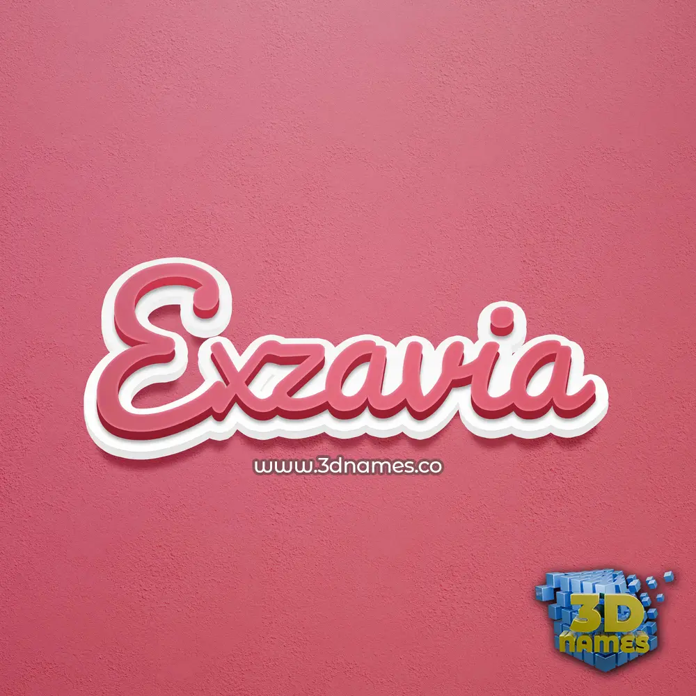 exzavia in Red Scribble style - 3D name wallpaper