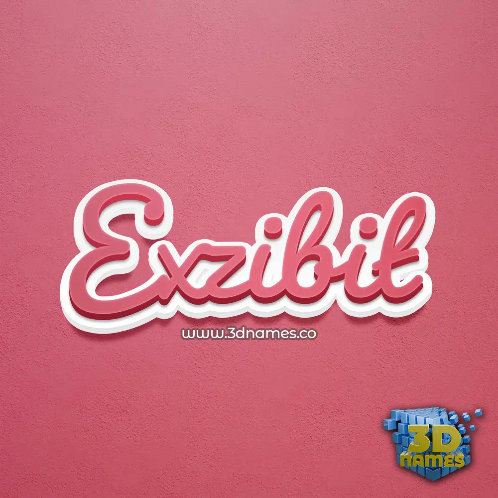 exzibit in Red Scribble style - 3D name wallpaper