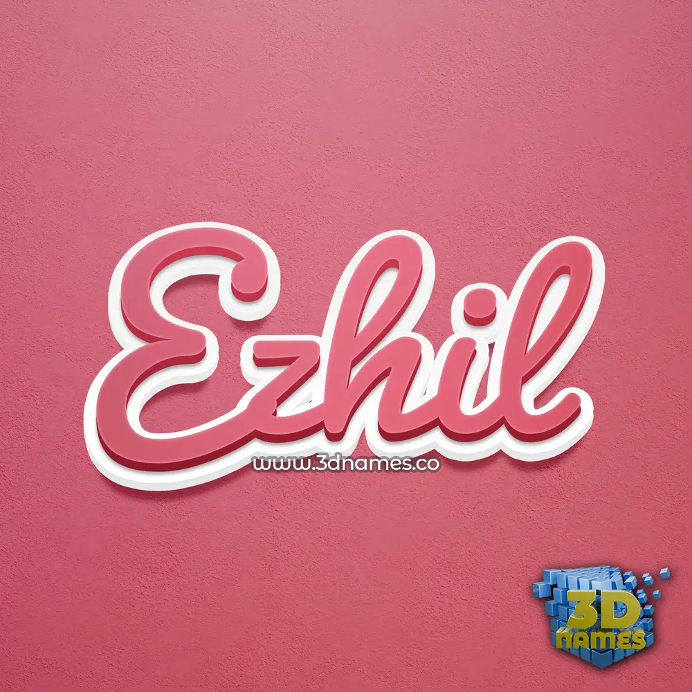 ezhil in Red Scribble style - 3D name wallpaper