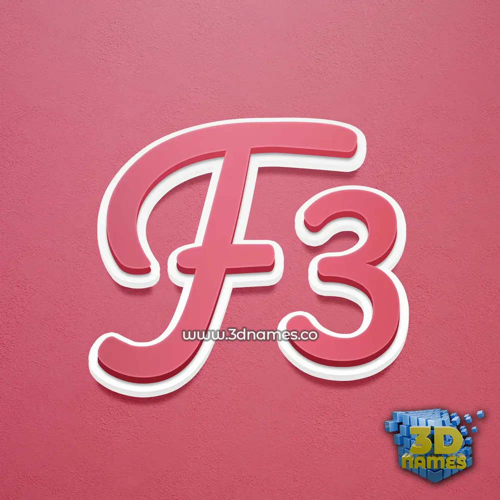 f3 in Red Scribble style - 3D name wallpaper