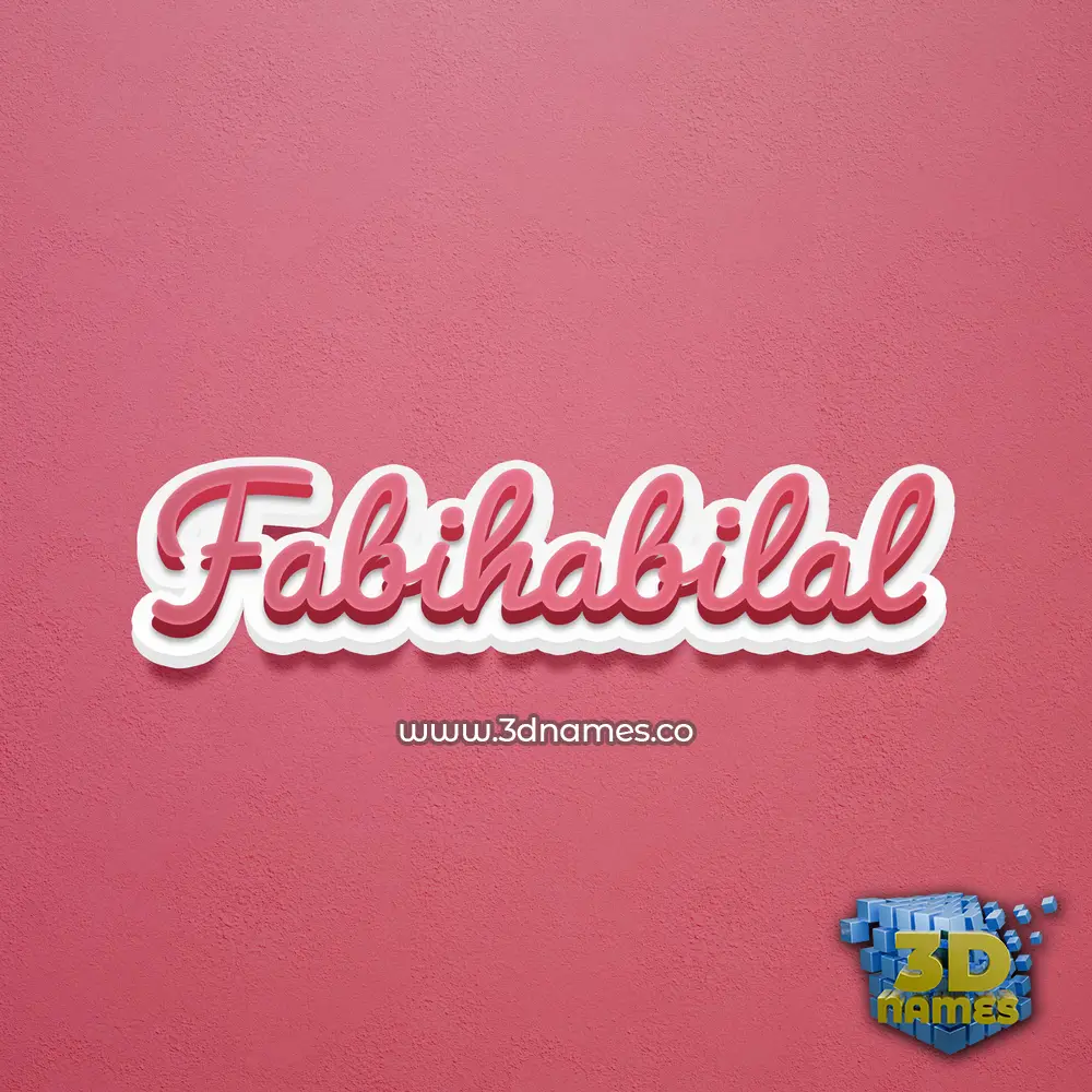 fabihabilal in Red Scribble style - 3D name wallpaper