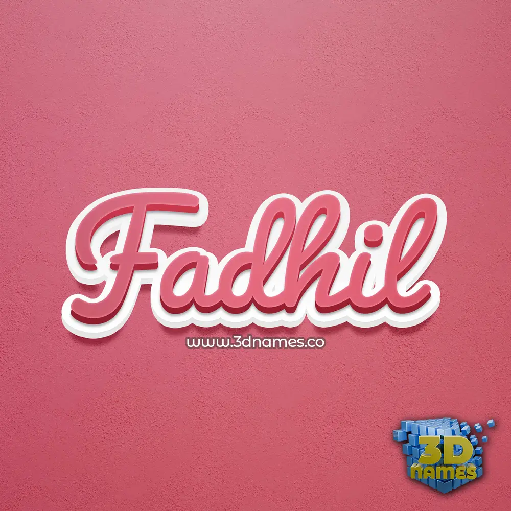 fadhil in Red Scribble style - 3D name wallpaper