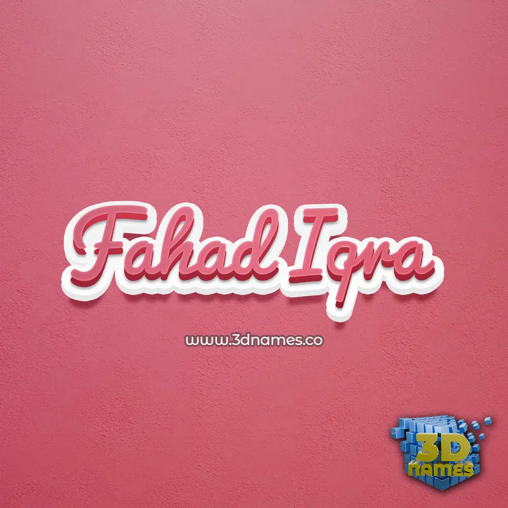 fahad iqra in Red Scribble style - 3D name wallpaper