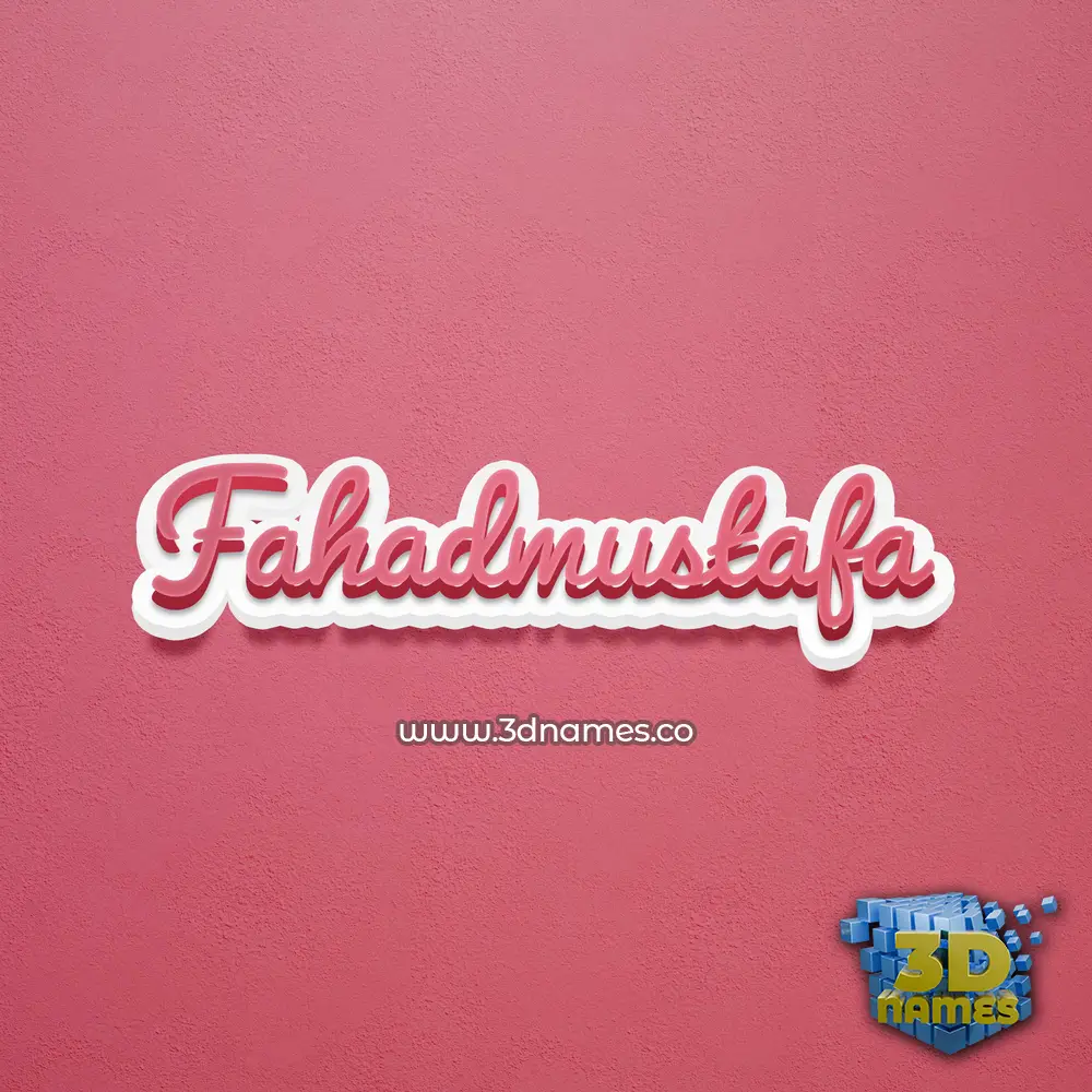 fahadmustafa in Red Scribble style - 3D name wallpaper