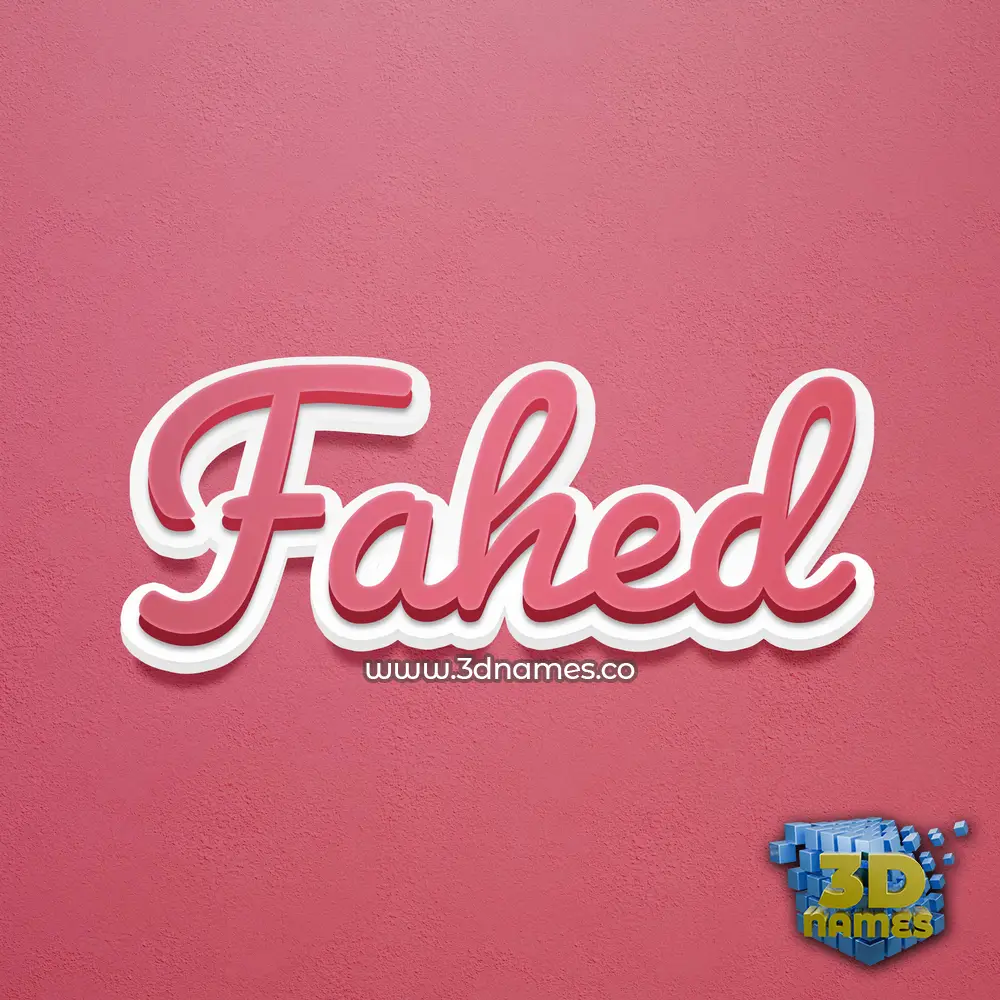 fahed in Red Scribble style - 3D name wallpaper