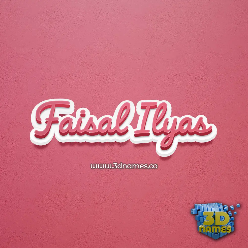 faisal ilyas in Red Scribble style - 3D name wallpaper