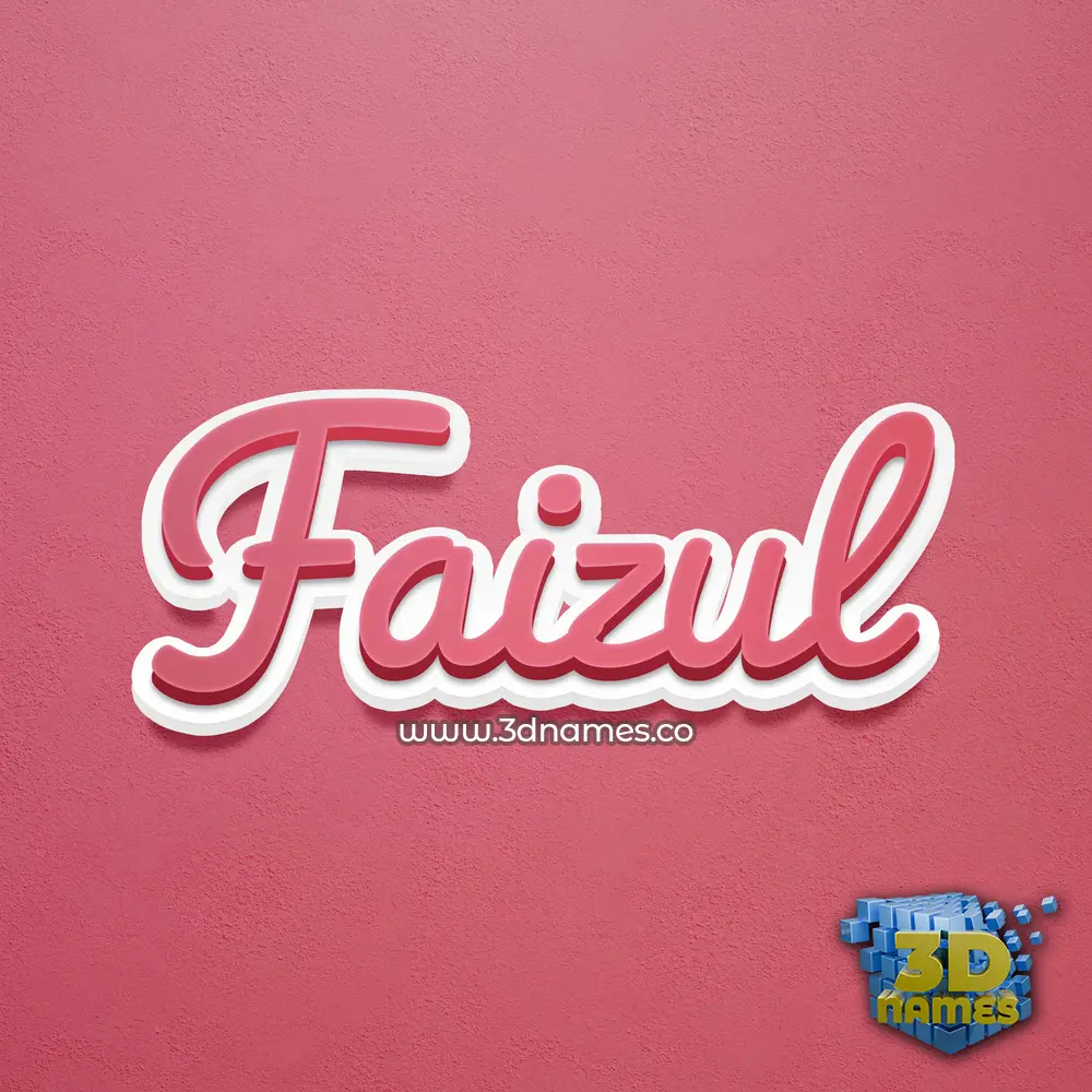 faizul in Red Scribble style - 3D name wallpaper