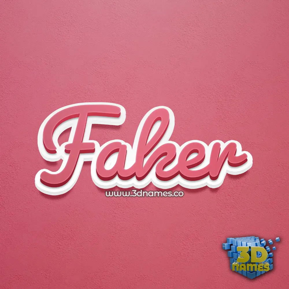 faker in Red Scribble style - 3D name wallpaper