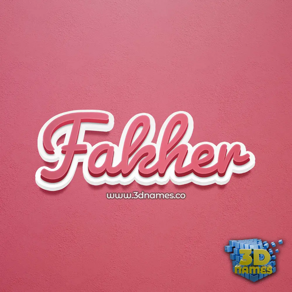 fakher in Red Scribble style - 3D name wallpaper