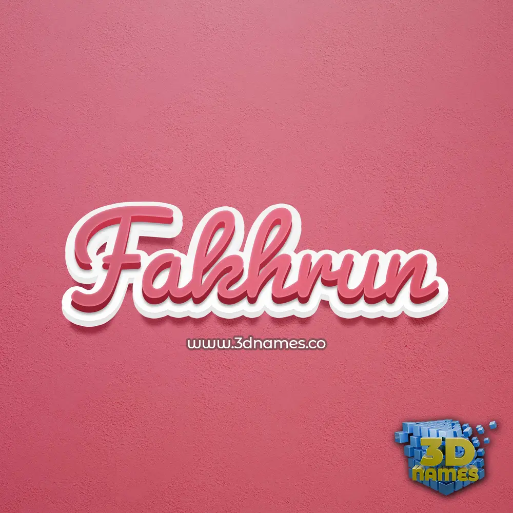 fakhrun in Red Scribble style - 3D name wallpaper
