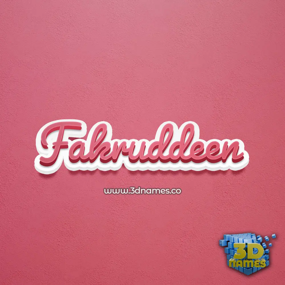 fakruddeen in Red Scribble style - 3D name wallpaper
