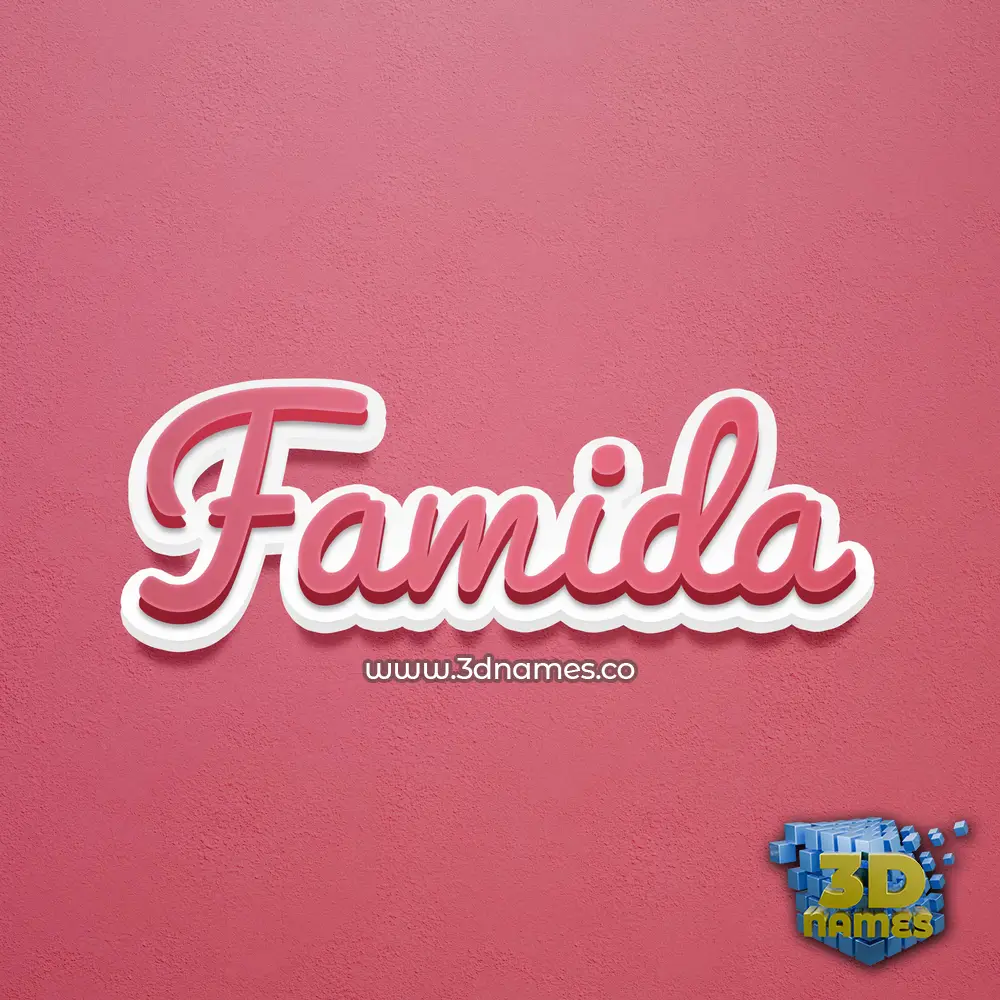 famida in Red Scribble style - 3D name wallpaper