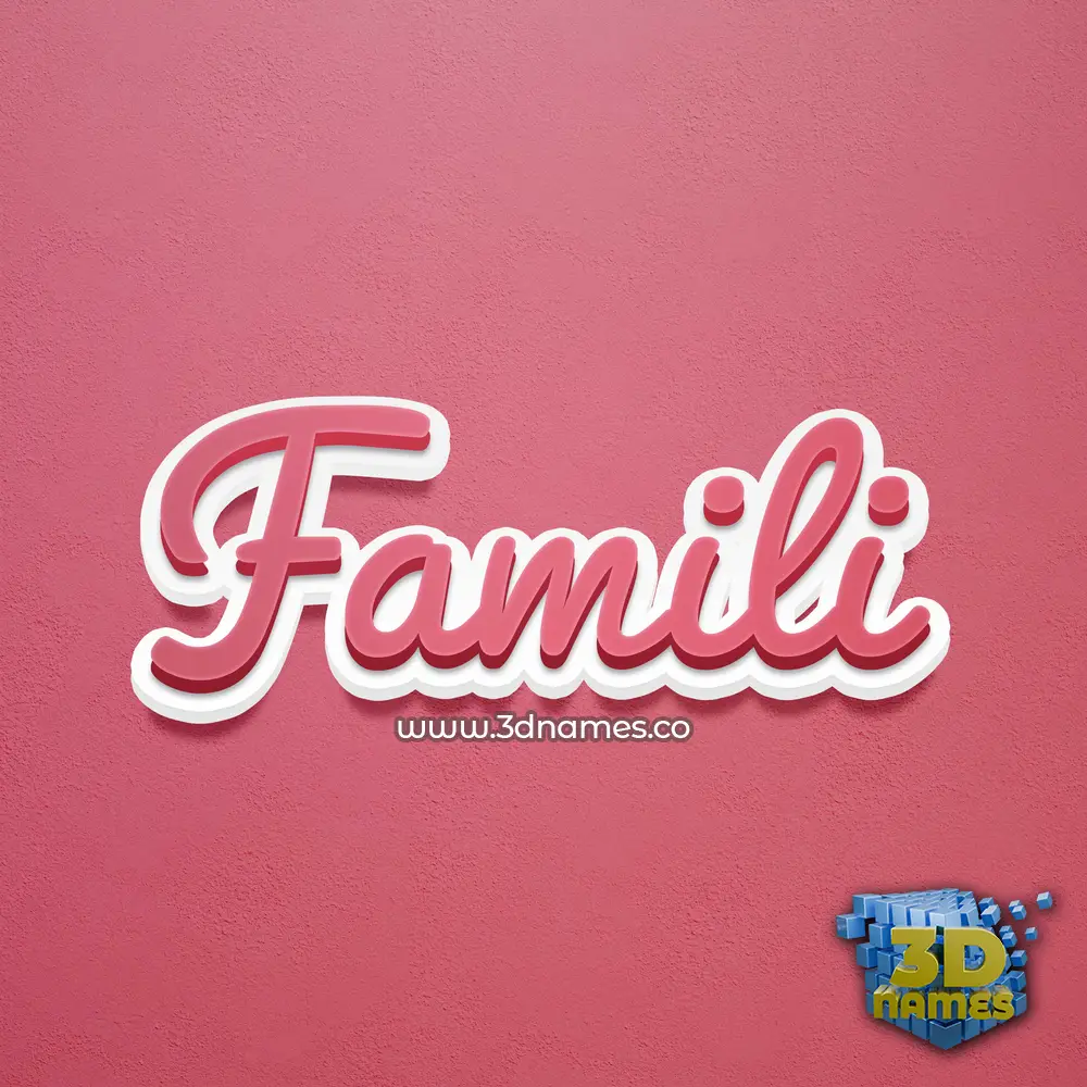 famili in Red Scribble style - 3D name wallpaper