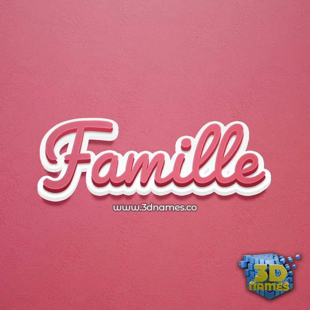 famille in Red Scribble style - 3D name wallpaper
