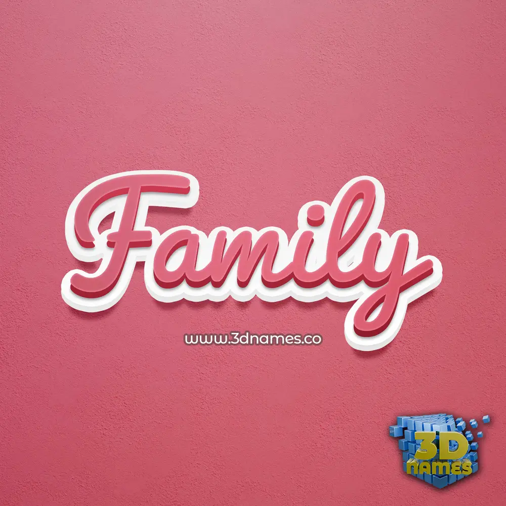 family in Red Scribble style - 3D name wallpaper