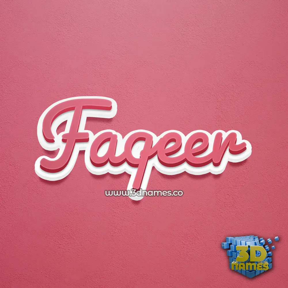 faqeer in Red Scribble style - 3D name wallpaper