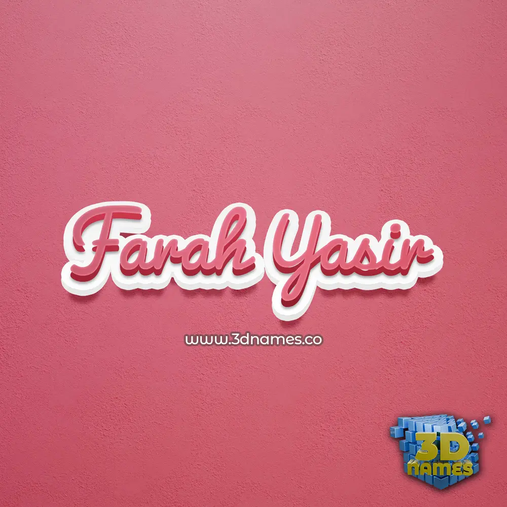 farah yasir in Red Scribble style - 3D name wallpaper