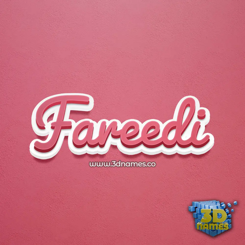 fareedi in Red Scribble style - 3D name wallpaper