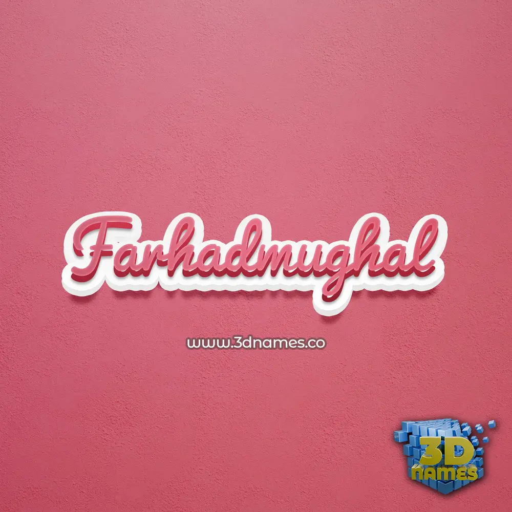 farhadmughal in Red Scribble style - 3D name wallpaper