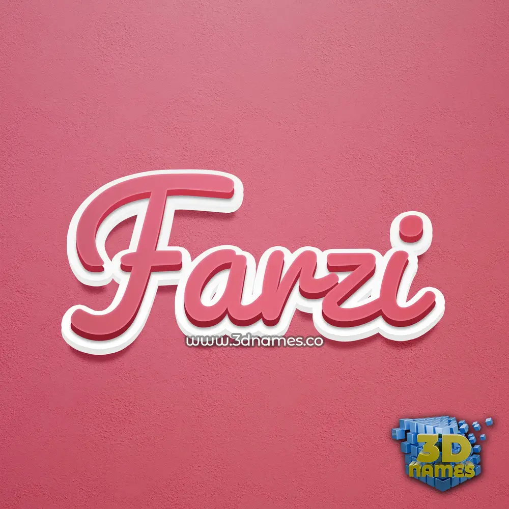 farzi in Red Scribble style - 3D name wallpaper