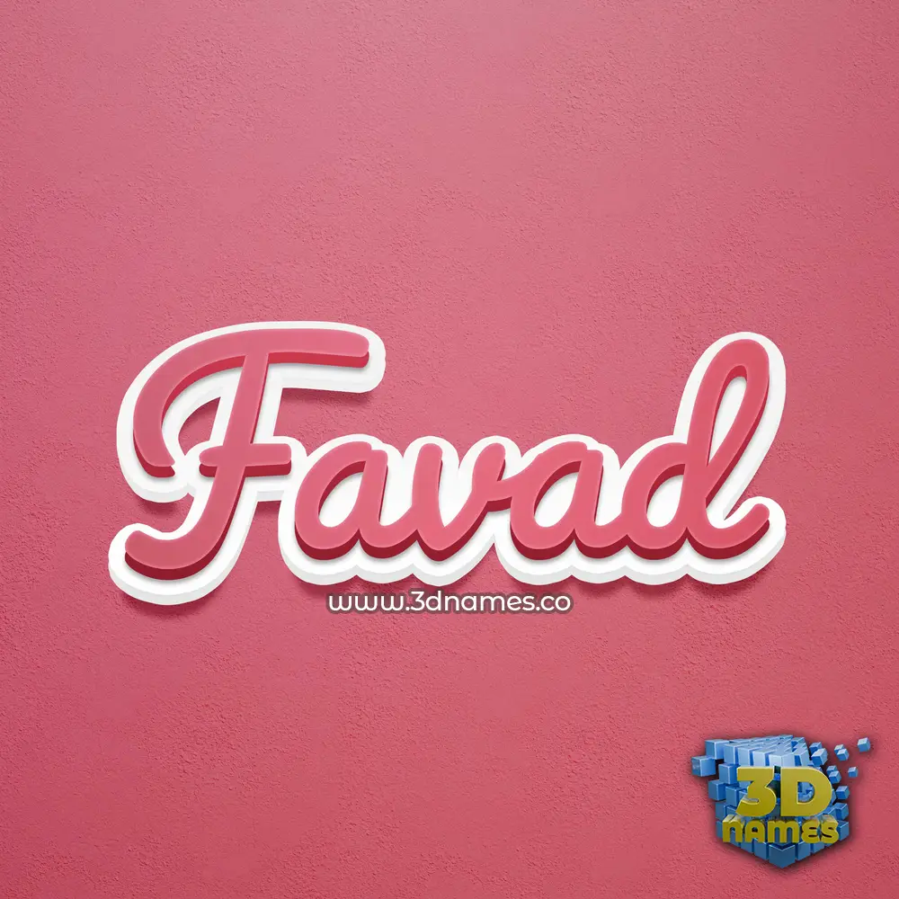 favad in Red Scribble style - 3D name wallpaper