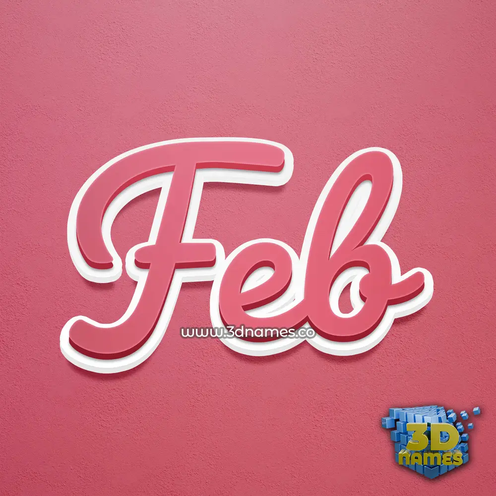 feb in Red Scribble style - 3D name wallpaper