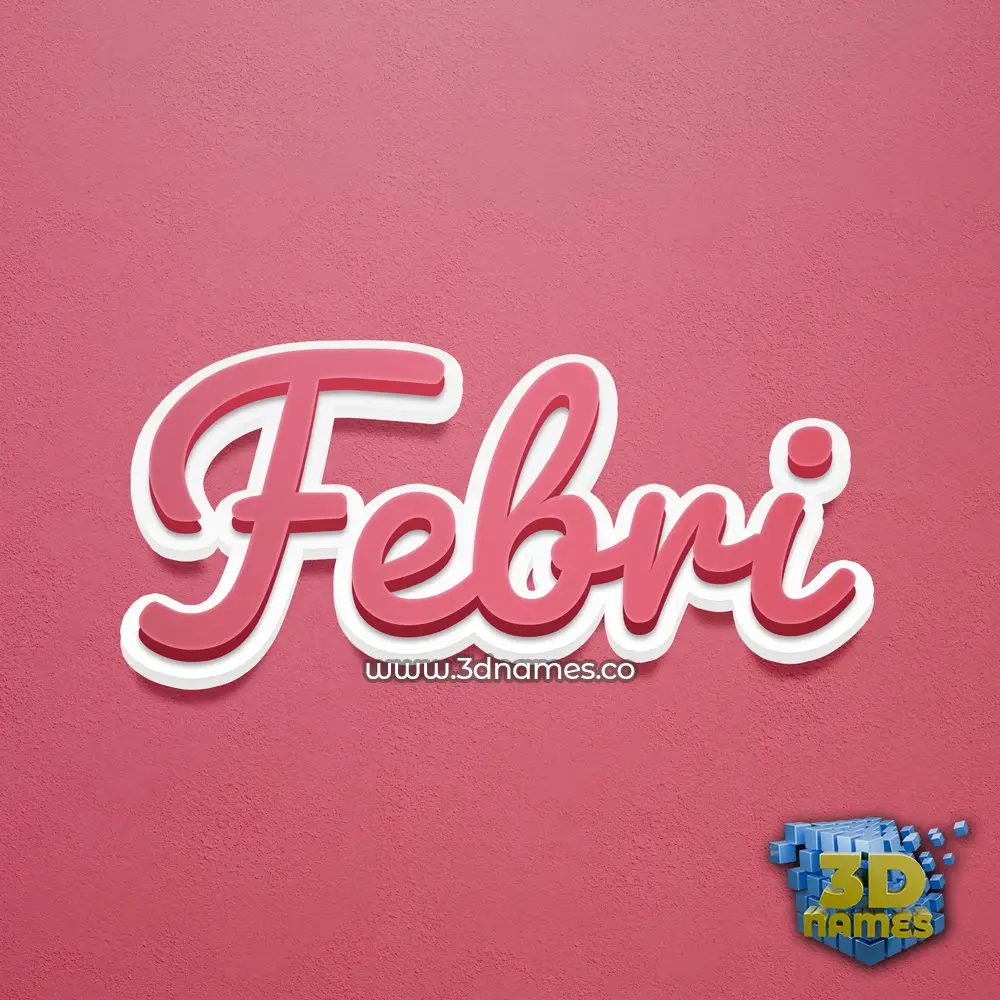 febri in Red Scribble style - 3D name wallpaper