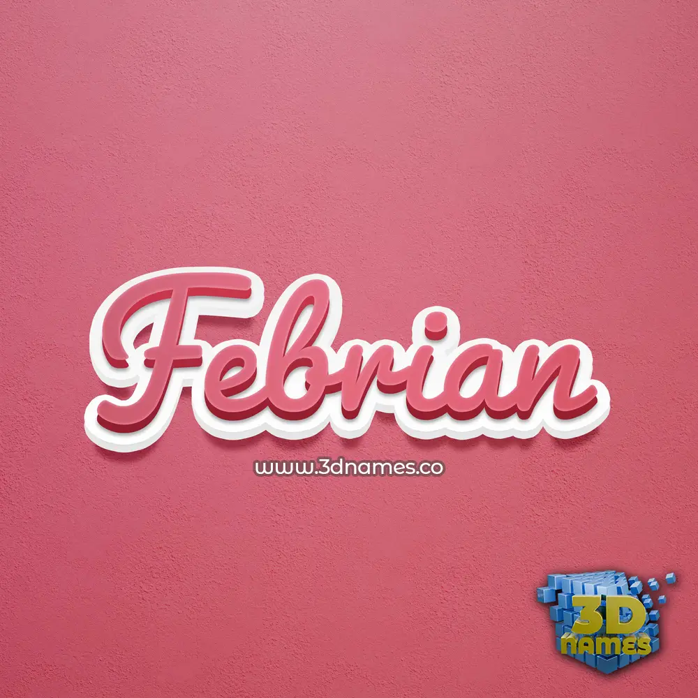 febrian in Red Scribble style - 3D name wallpaper