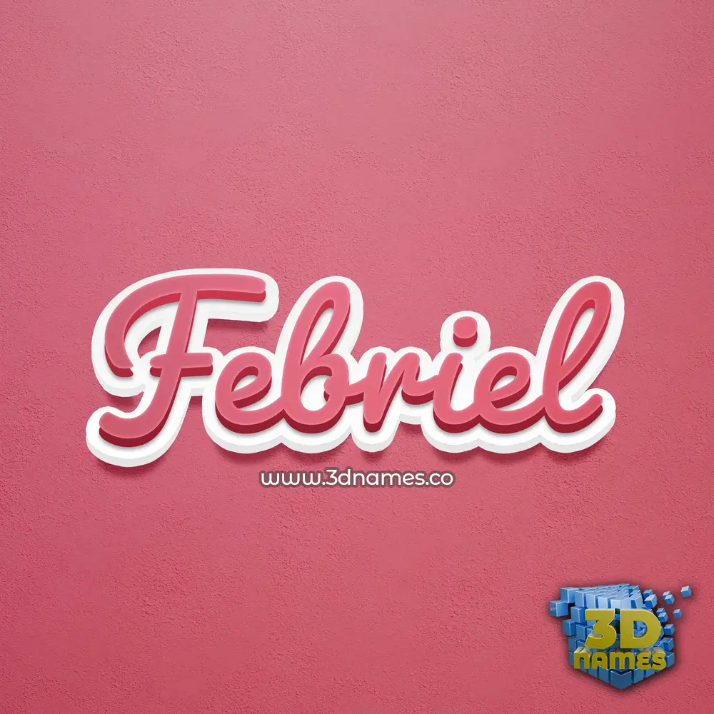 febriel in Red Scribble style - 3D name wallpaper