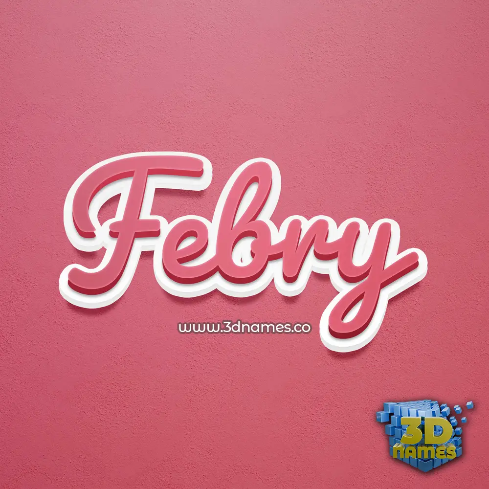 febry in Red Scribble style - 3D name wallpaper