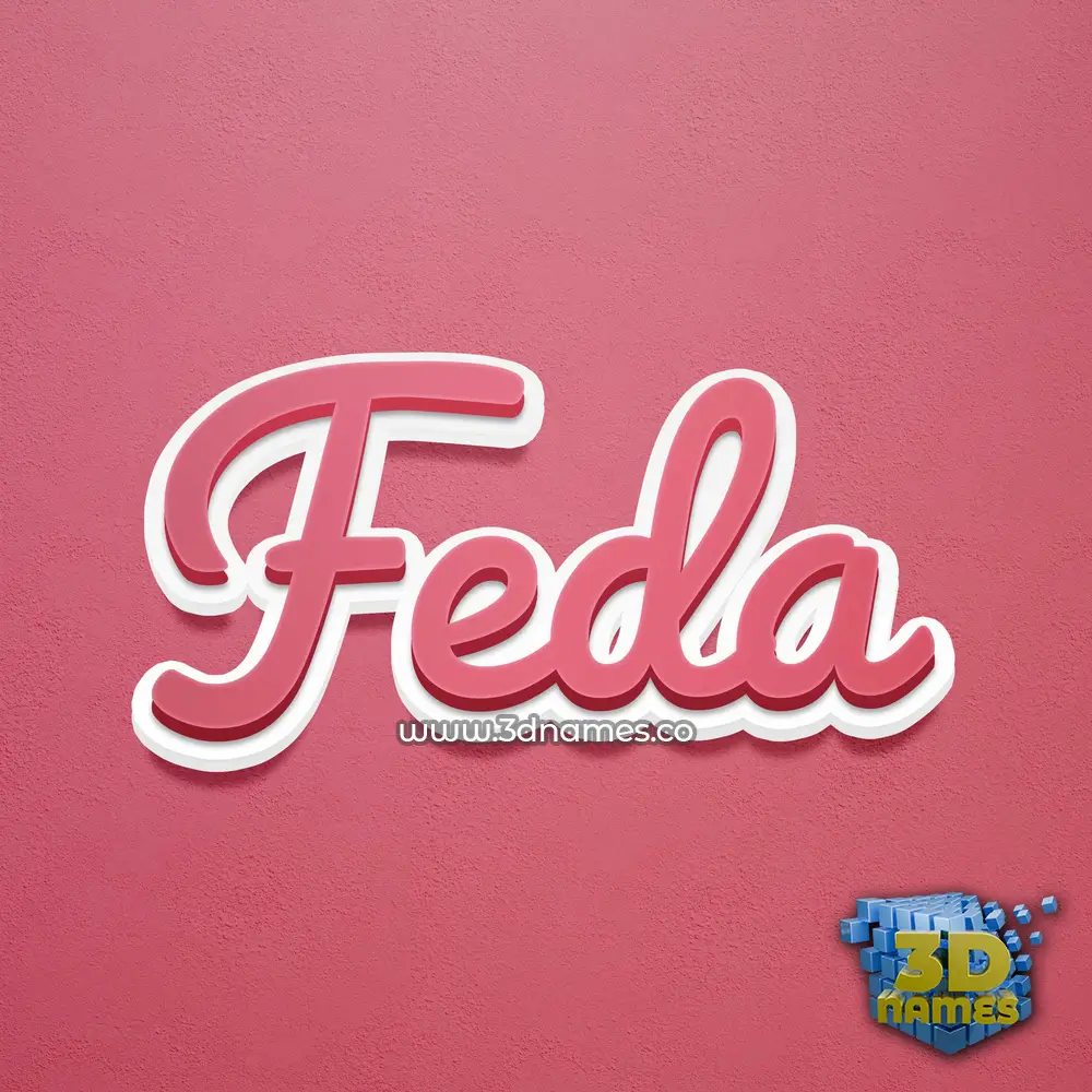 feda in Red Scribble style - 3D name wallpaper