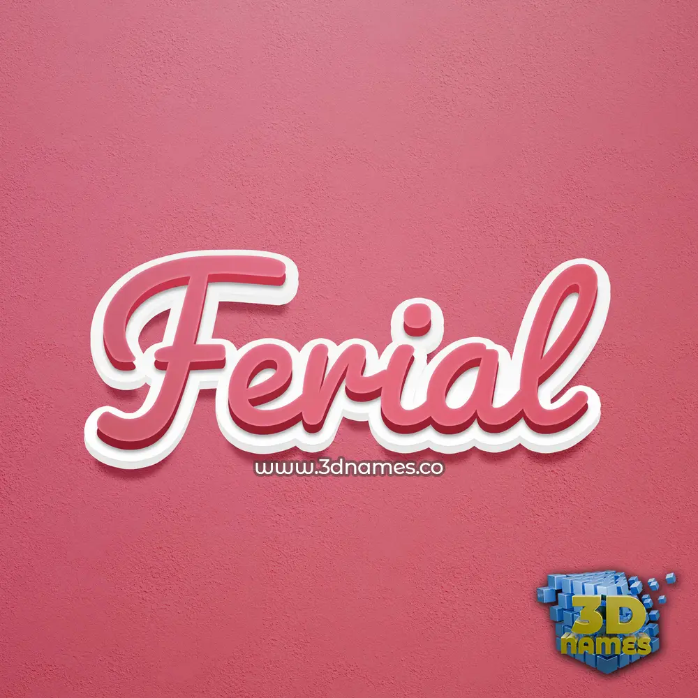 ferial in Red Scribble style - 3D name wallpaper