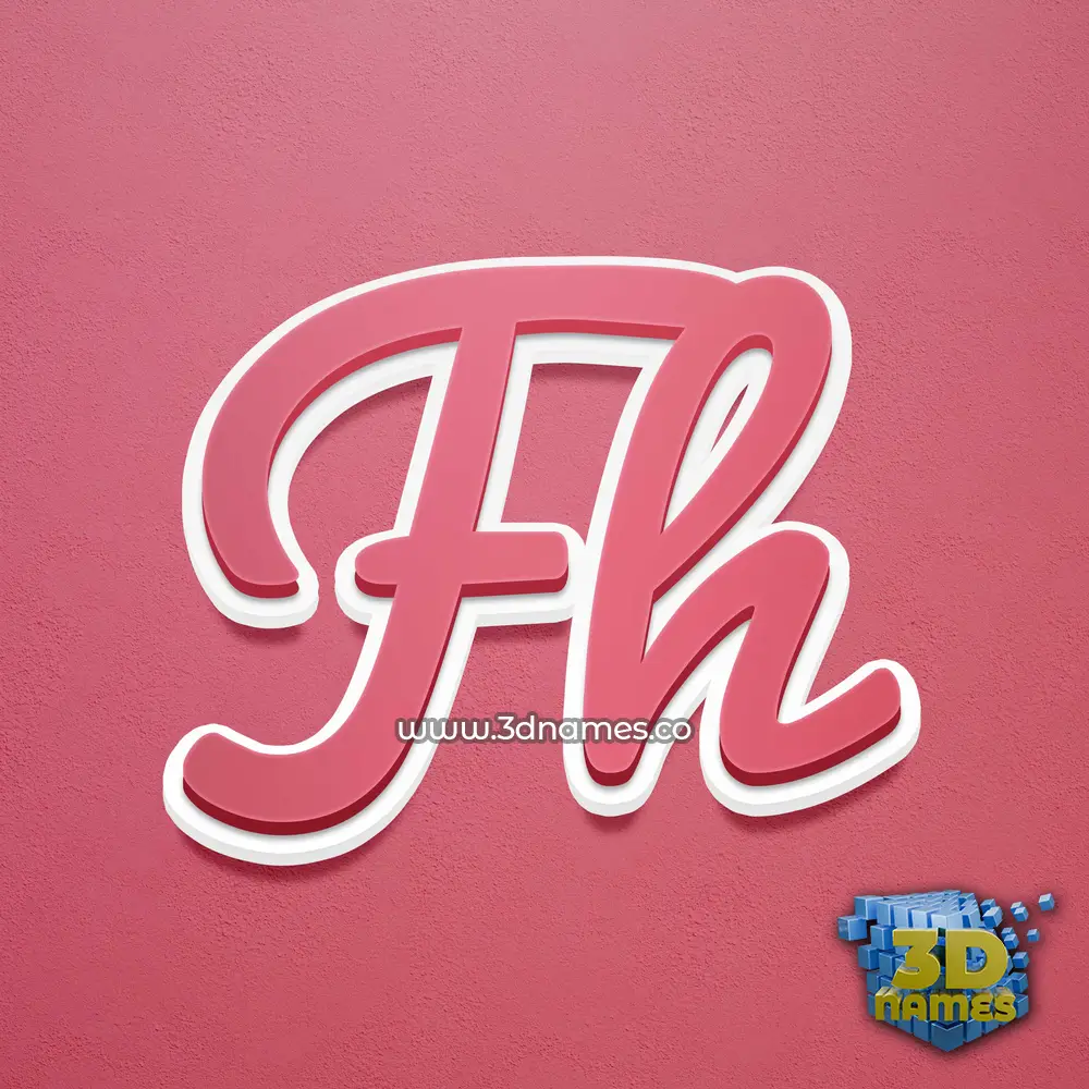 fh in Red Scribble style - 3D name wallpaper
