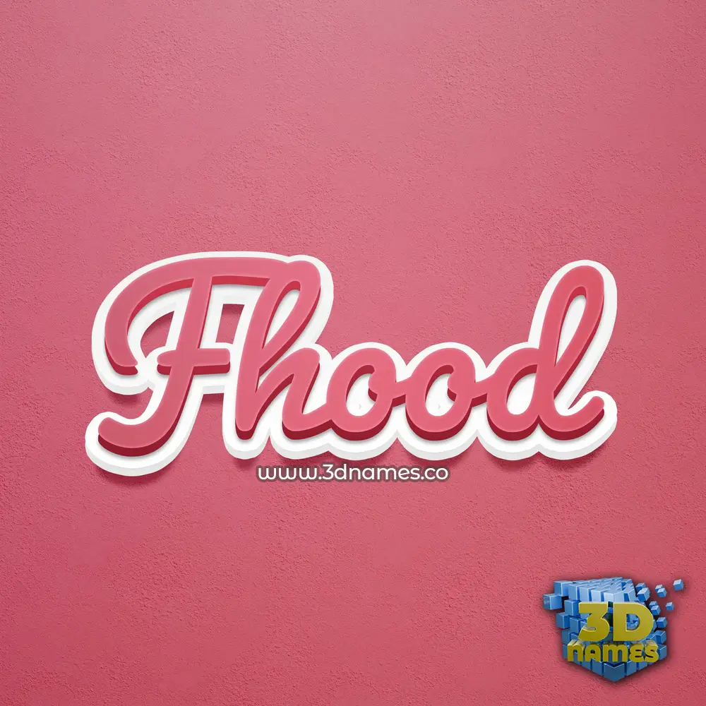 fhood in Red Scribble style - 3D name wallpaper