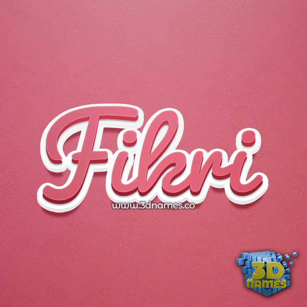 fikri in Red Scribble style - 3D name wallpaper