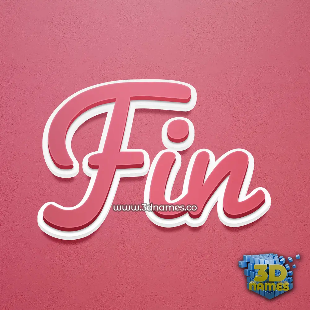 fin in Red Scribble style - 3D name wallpaper