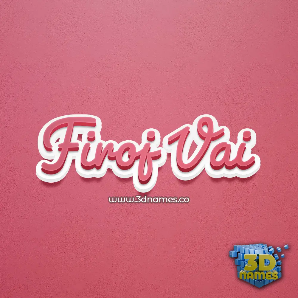 firoj vai in Red Scribble style - 3D name wallpaper
