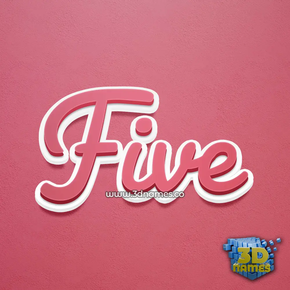 five in Red Scribble style - 3D name wallpaper