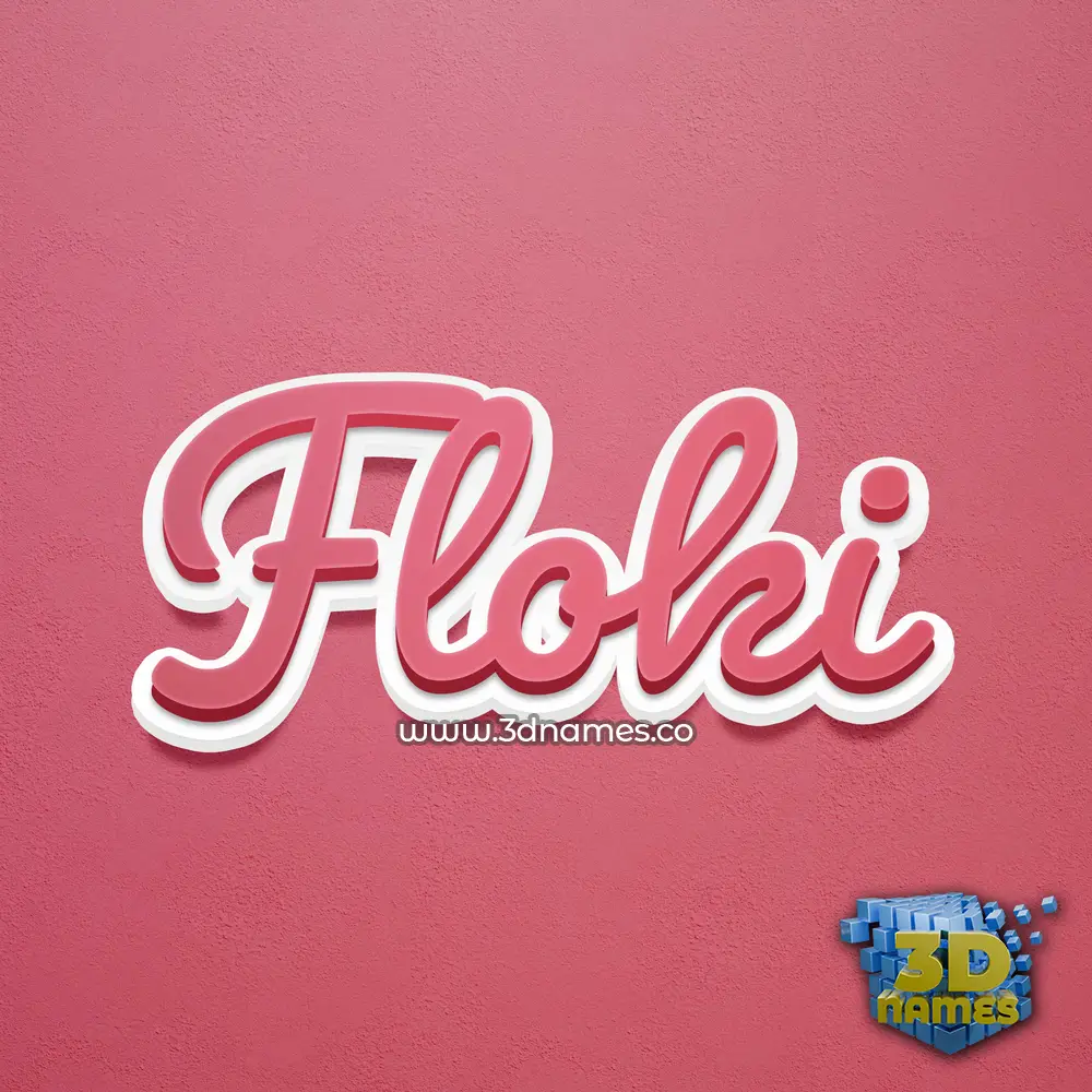 floki in Red Scribble style - 3D name wallpaper
