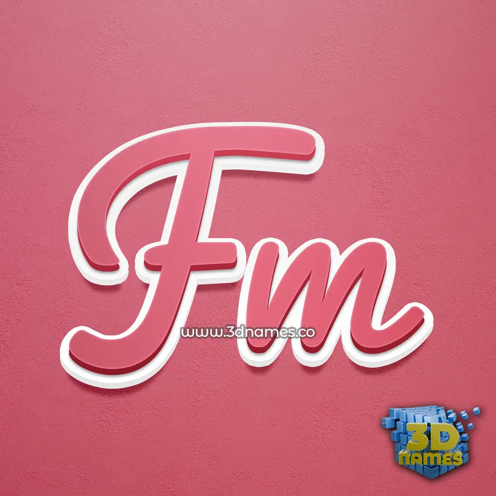 fm in Red Scribble style - 3D name wallpaper