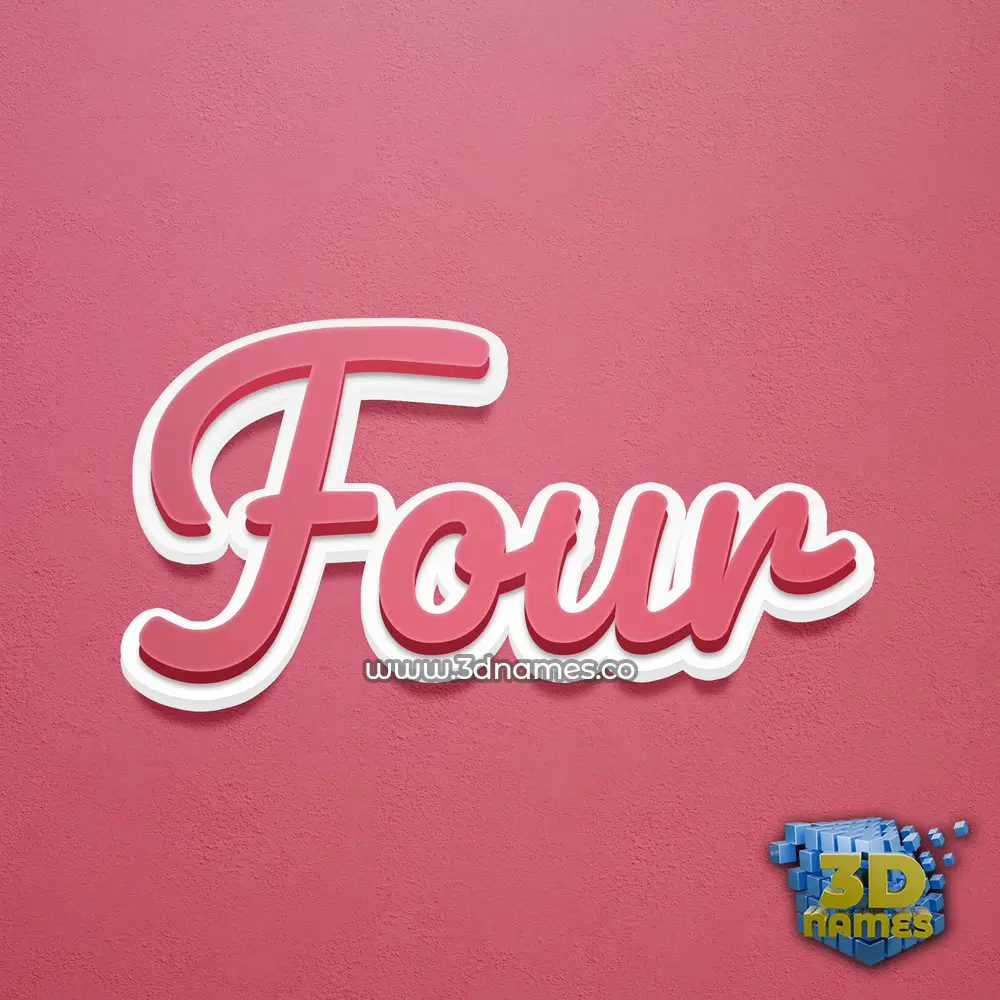 four in Red Scribble style - 3D name wallpaper