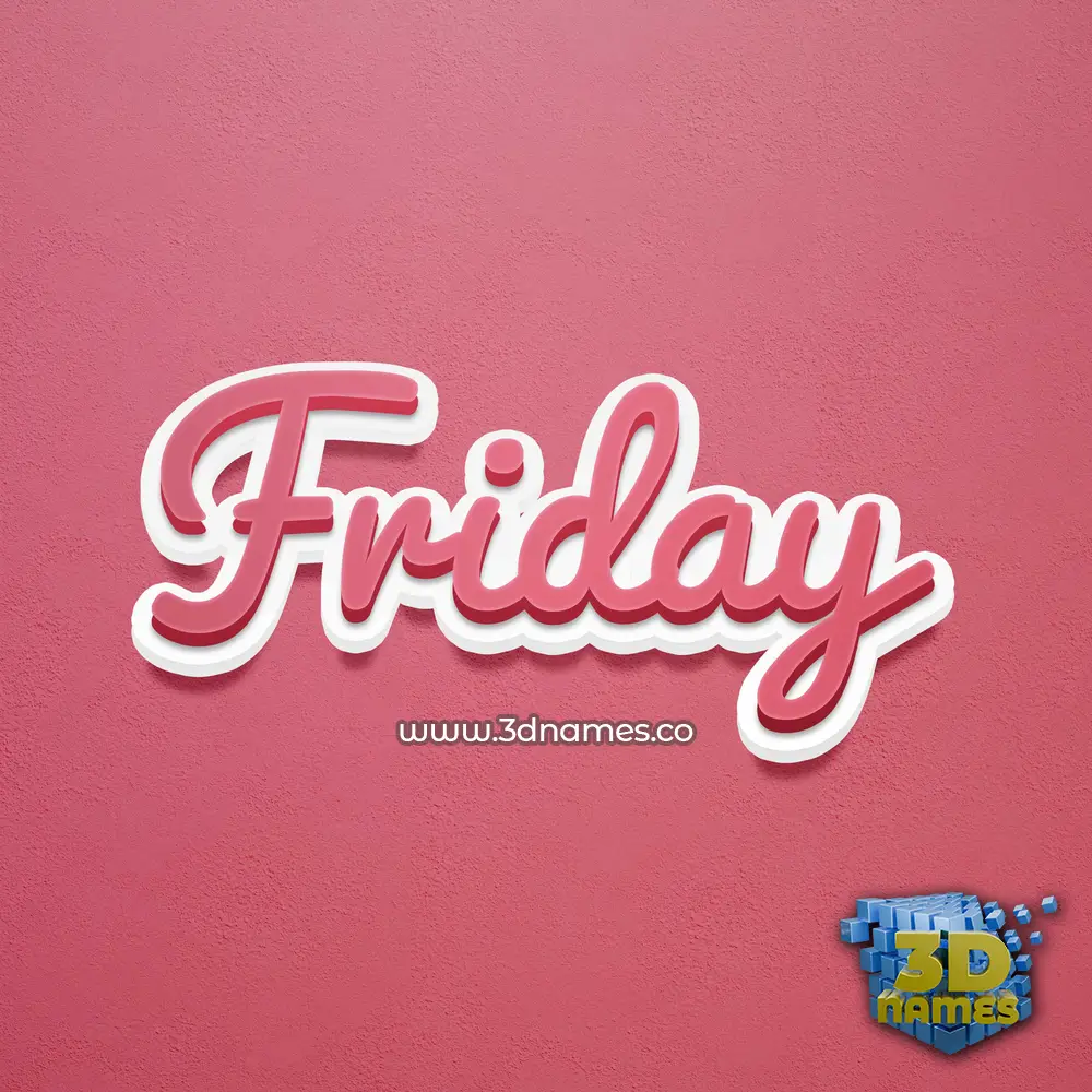 friday in Red Scribble style - 3D name wallpaper