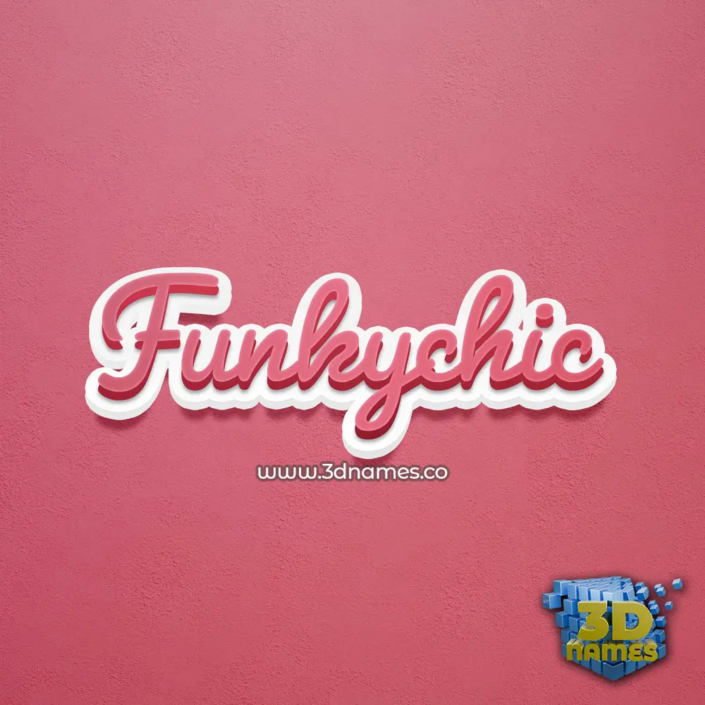 funkychic in Red Scribble style - 3D name wallpaper