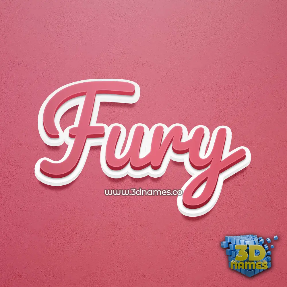 fury in Red Scribble style - 3D name wallpaper