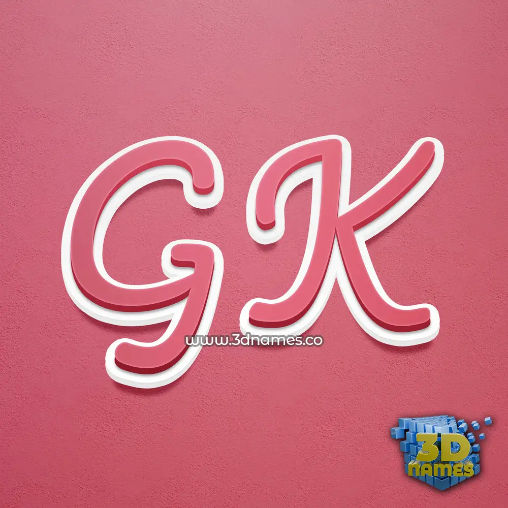 g k in Red Scribble style - 3D name wallpaper