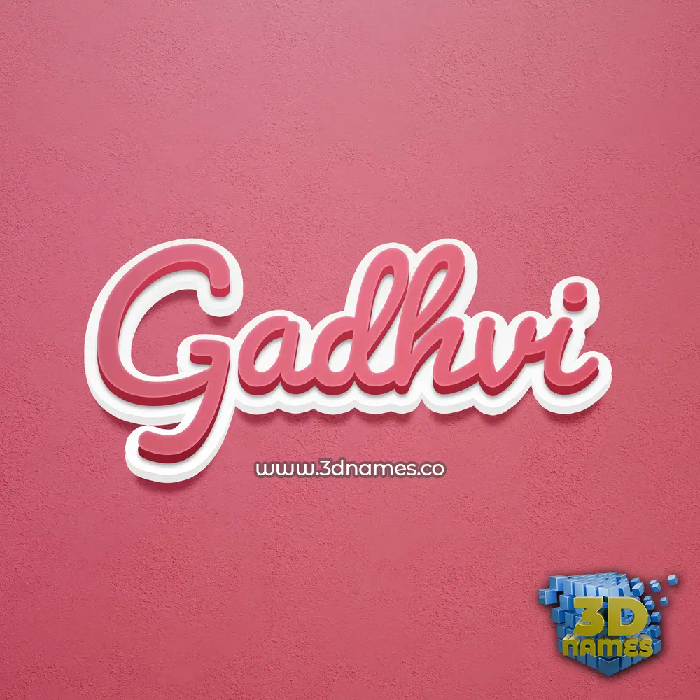 gadhvi in Red Scribble style - 3D name wallpaper